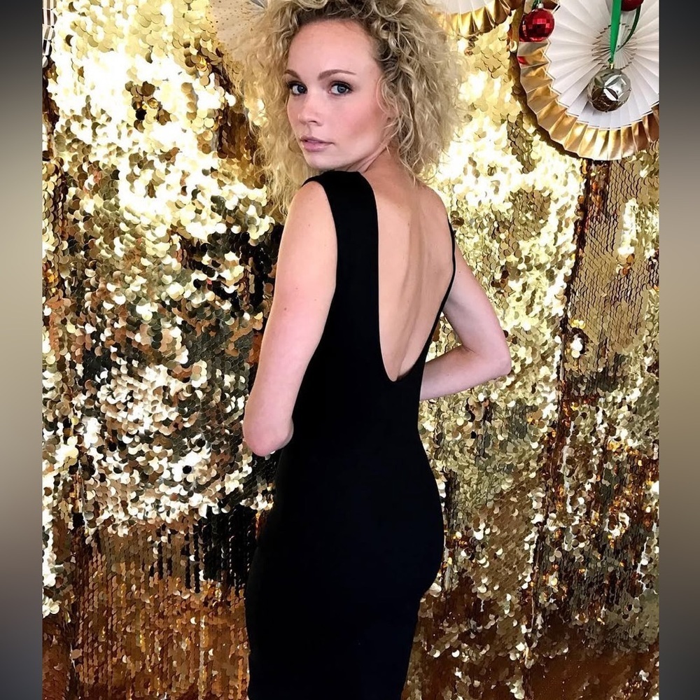 Ripley radar scoop back black midi dress formal  revolve spring party $289